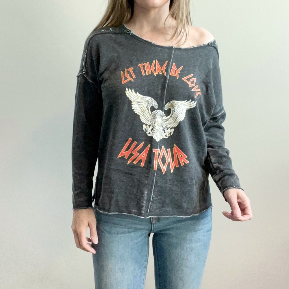 Gypsy Heart USA TOUR distressed slouchy sweatshirt top size Small